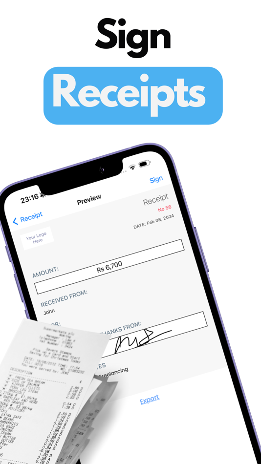 #2. Make Receipt - Sign, Print PDF (iOS) Ved: Kanza Ahmad
