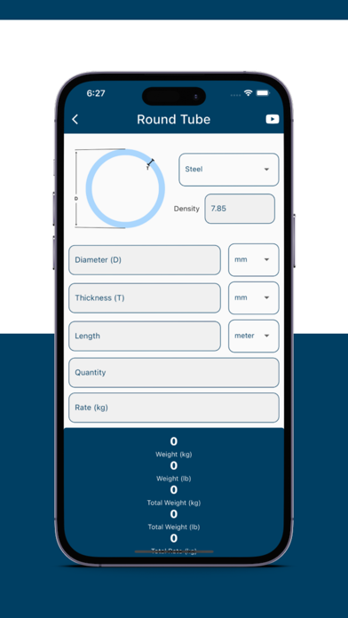 Metal Weight Calculator App Screenshot