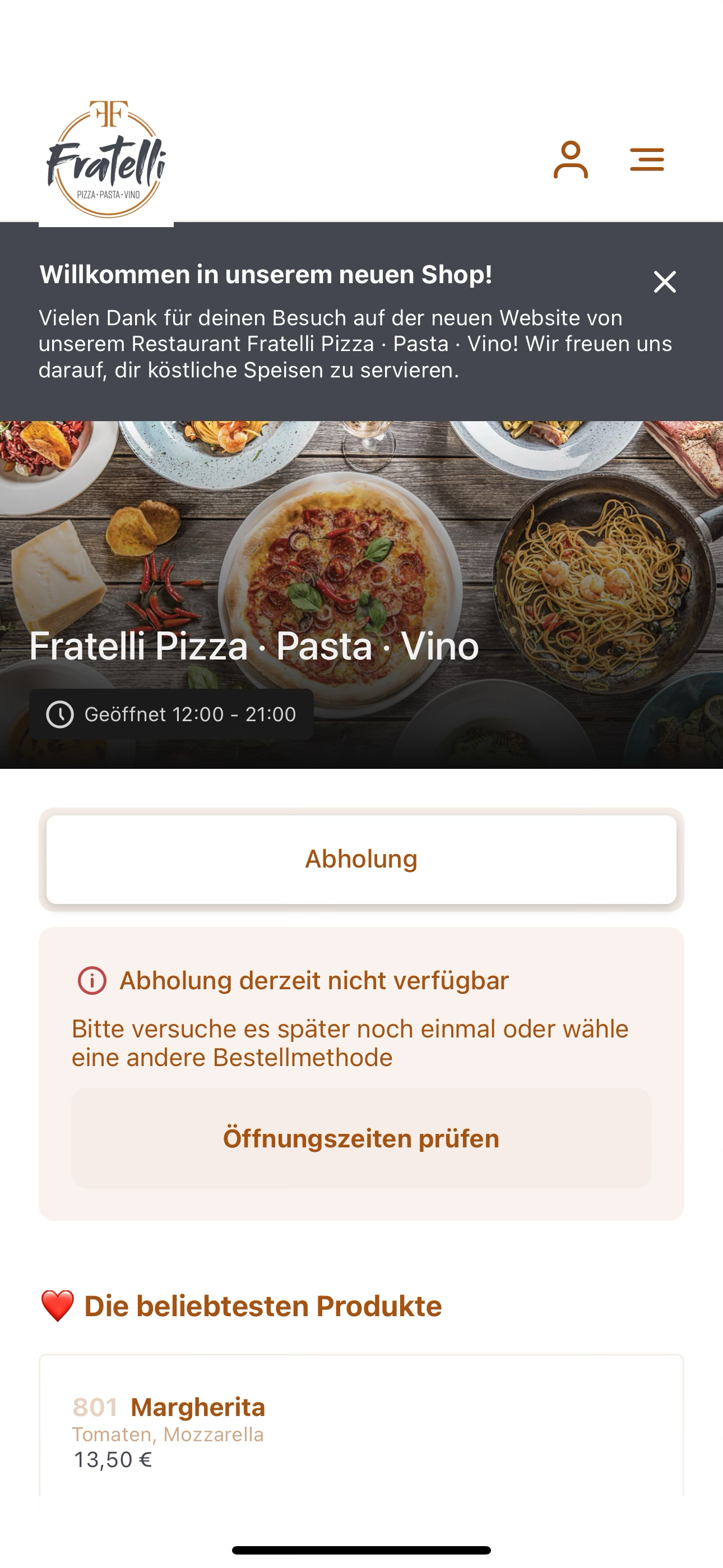 Fratelli Pizza · Pasta · Vino screenshot 3