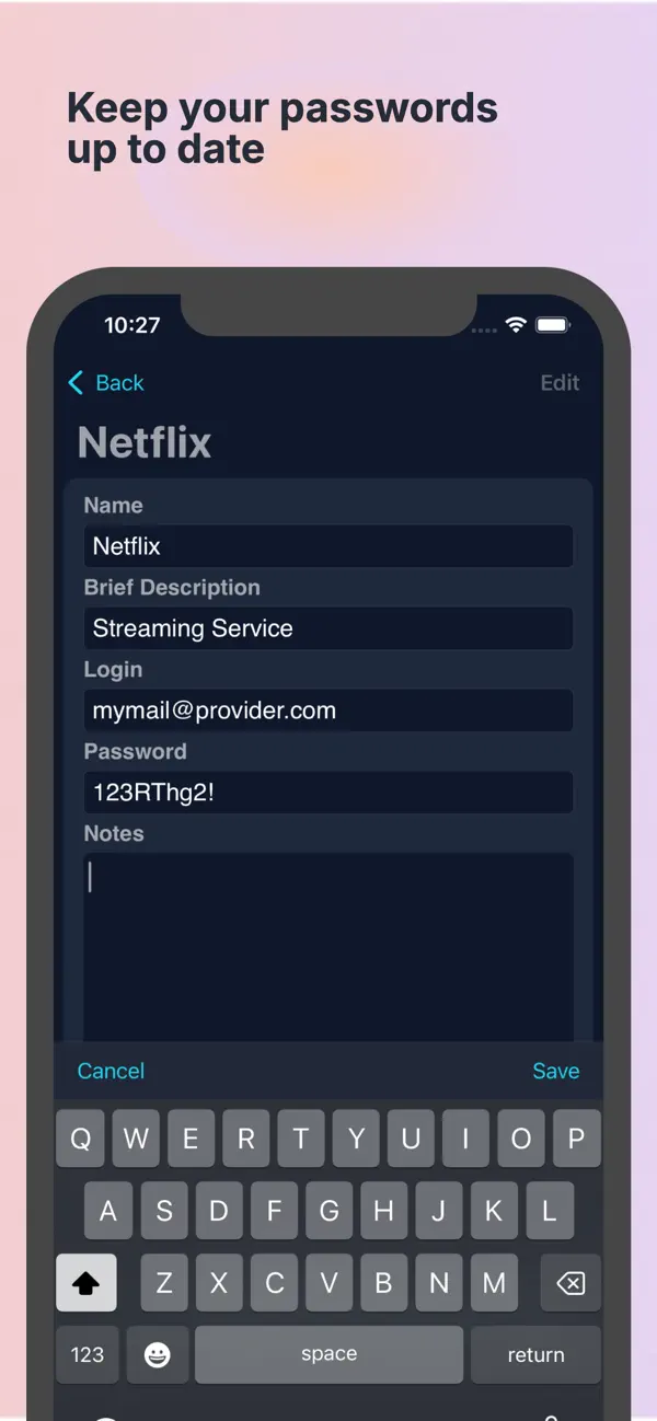 Screenshot #1 pour Passwords & Records