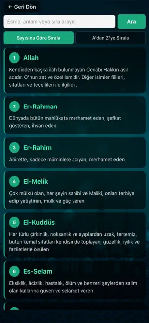 Esmaül Hüsna ve Ezber Testi screenshot 2