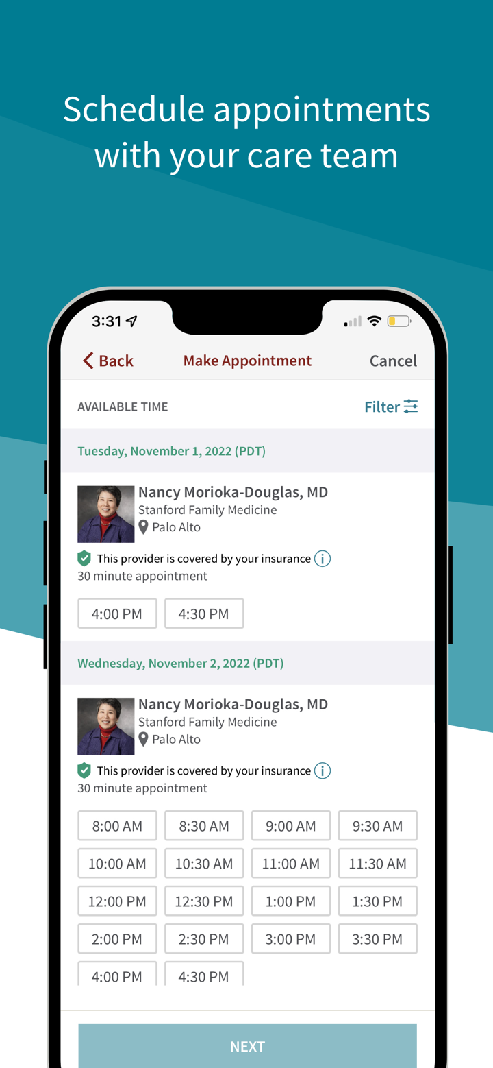 Stanford Health Care MyHealth screenshot 2
