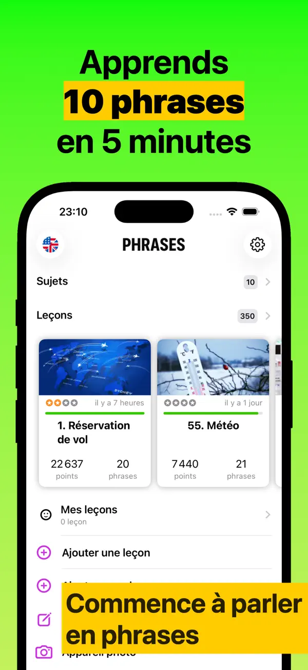 Screenshot #2 pour Phrases - Cours de langues