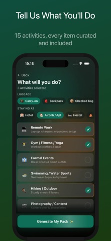 NomadPack: Travel Packing List screenshot
