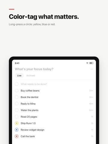 Runn: To-Do List & Widget iPad screenshot