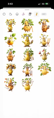 Sketching Pear Tree Stickers iPhone screenshot