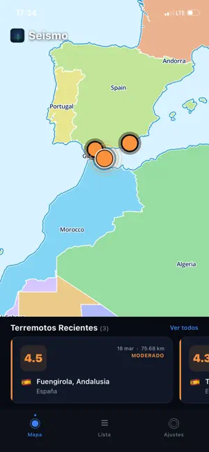 Seismo - Alertas de Terremotos iPhone screenshot 1