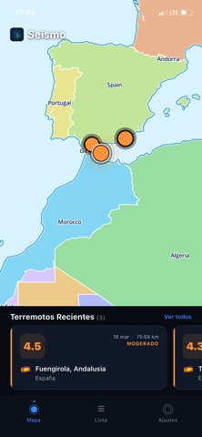 Seismo - Alertas de Terremotos iPhone screenshot 1