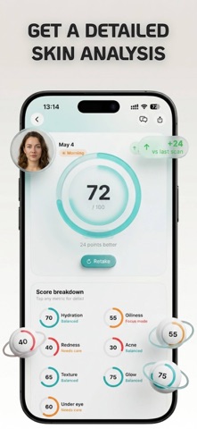 Skiniq: AI Skin Care Scanner iPhone screenshot