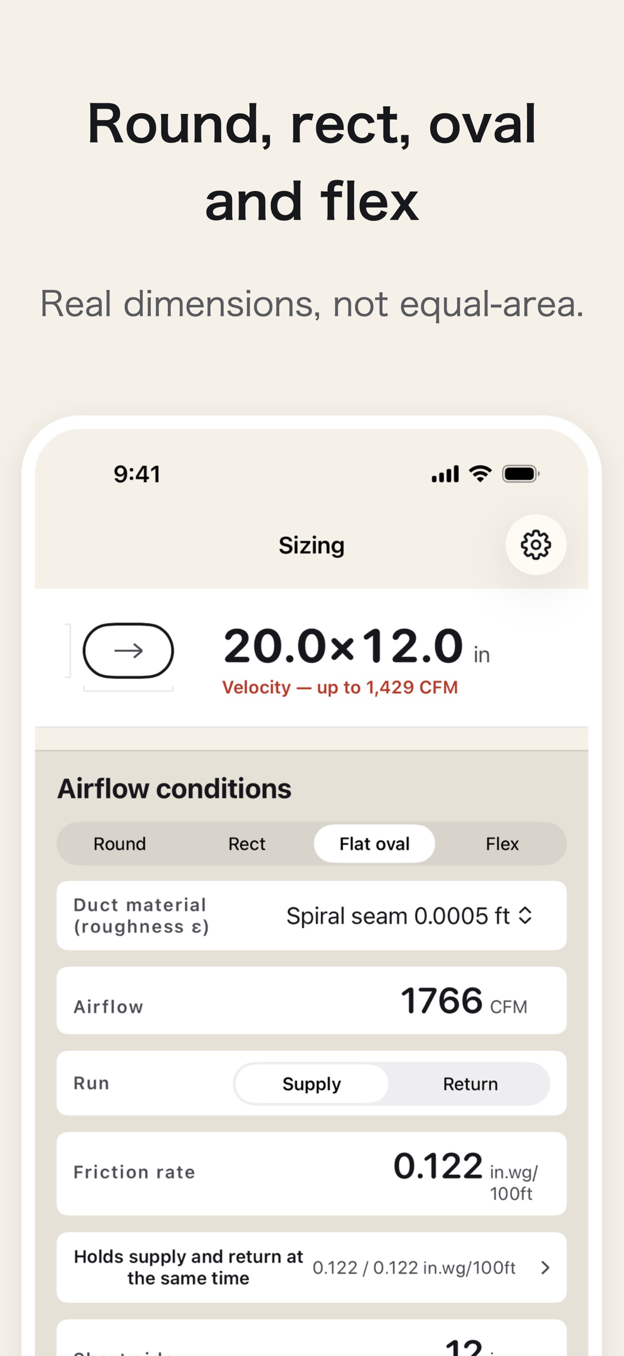 Screenshot 2 of Duct Sizer: Size, Condensation