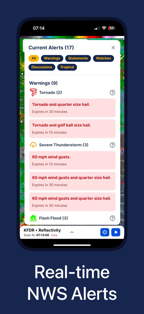 WeatherWise.app - Stay informed with real-time NWS alerts, featuring categorized warnings for events like tornadoes and severe thunderstorms.