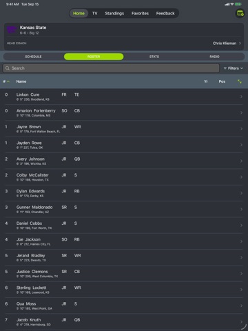 Kansas State Football Schedule iPad screenshot