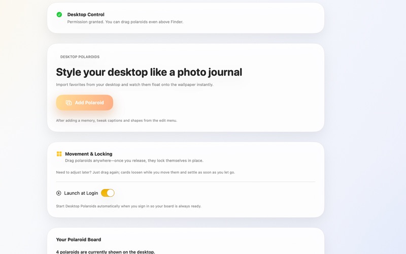 Desktop Polaroids screenshot