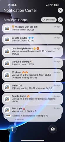 StatSheet Hoops iPhone screenshot