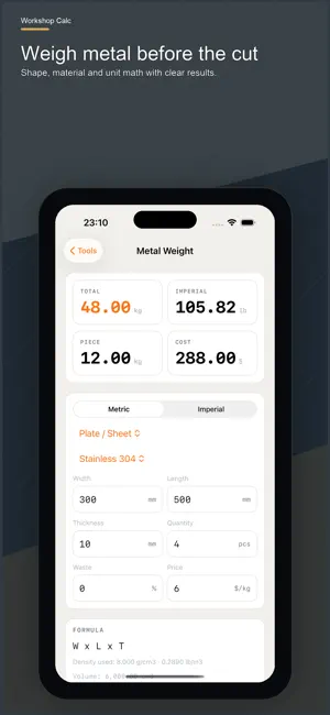 Workshop Calc screenshot 2