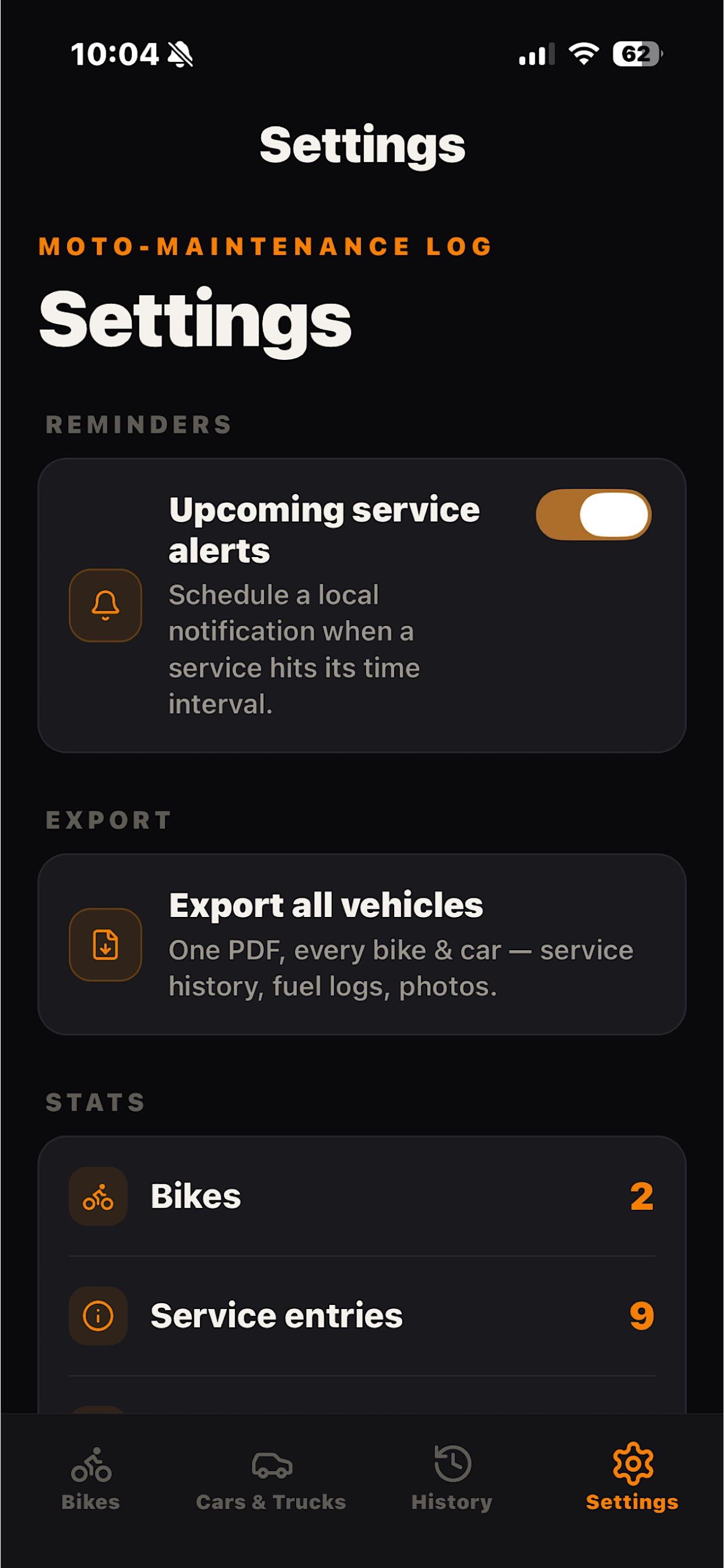 Moto-Maintenance Log