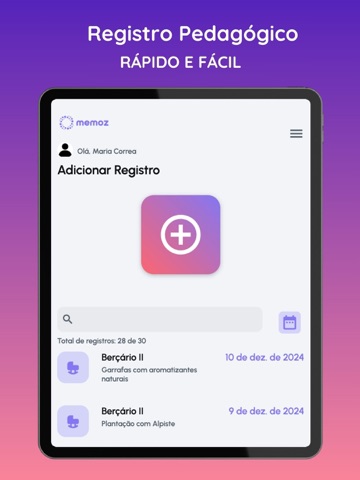 Memoz - Registro Pedagógico iPad screenshot