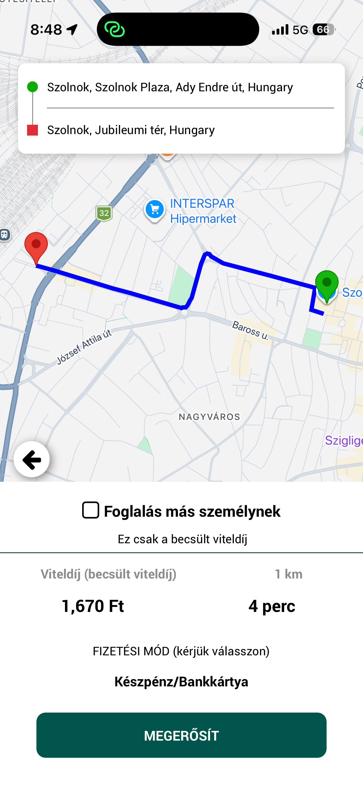 Hatnégyes Taxi Szolnok App screenshot 4