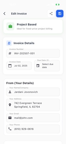 EZ Invoice Generator iPhone screenshot
