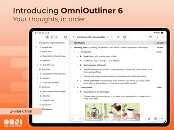 OmniOutliner 6 iPad screenshot