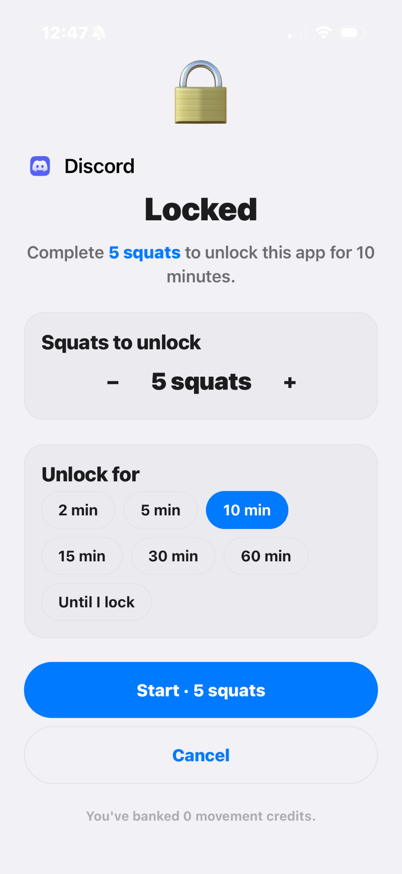 Screenshot 2 of SquatLock: Screen Time