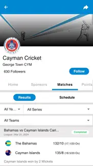 cayman cricket association iphone screenshot 2