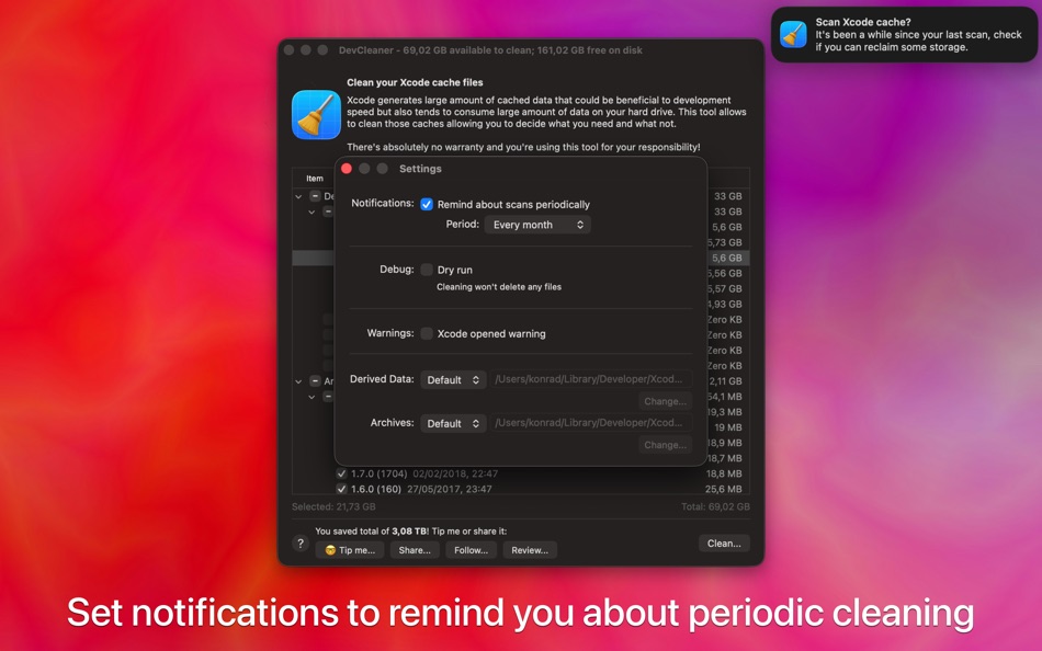 #1. DevCleaner for Xcode (macOS) 由: One Minute Games