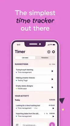 Toggl Track: Hours & Time Log interface