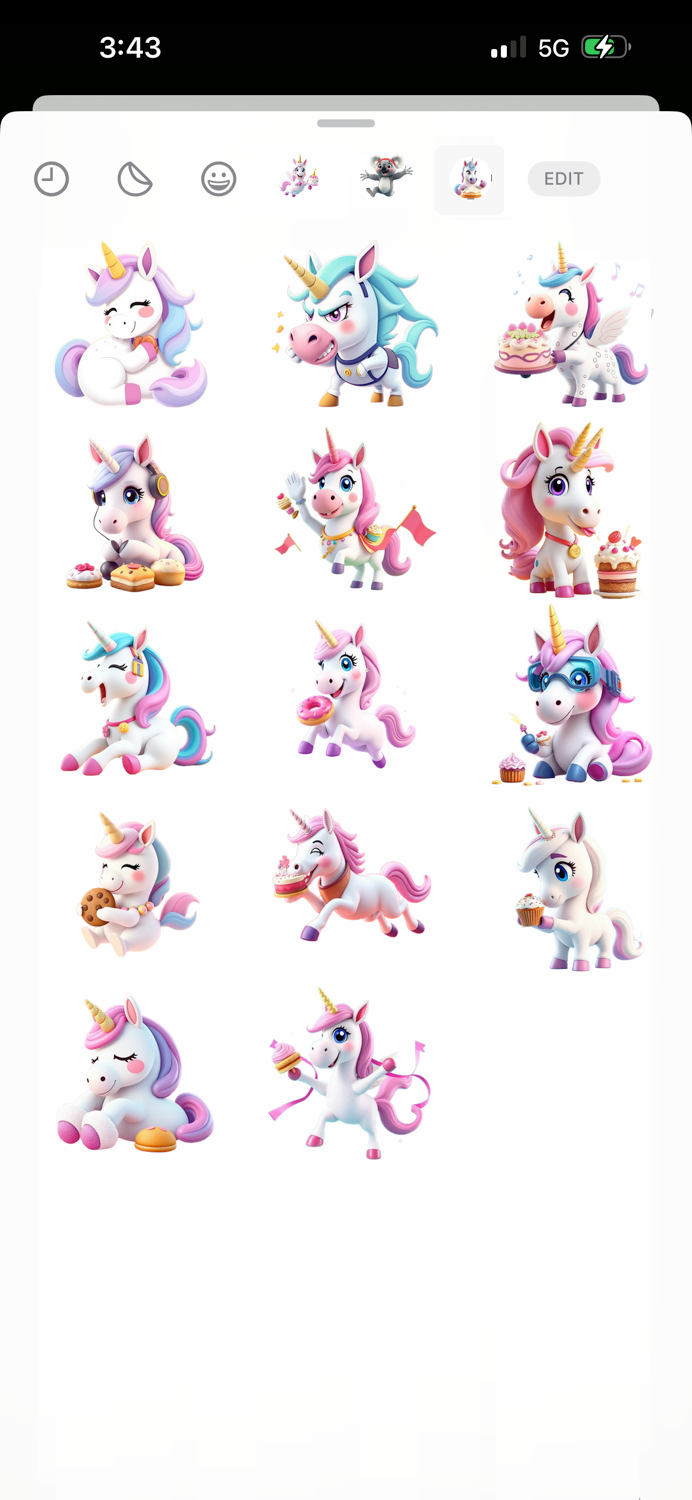 Cake Unicorn Stickers