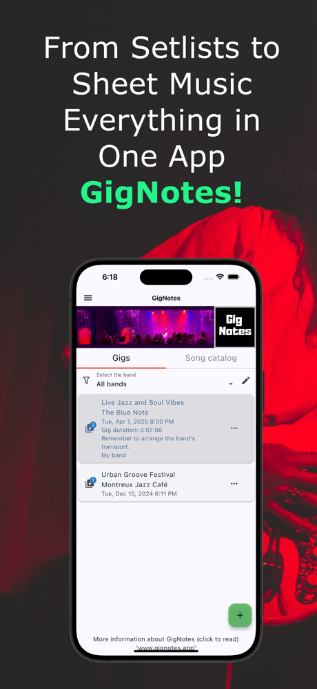 GigNotes – Setlists & Sheets screenshot 1