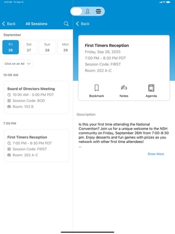 NSH Convention iPad screenshot