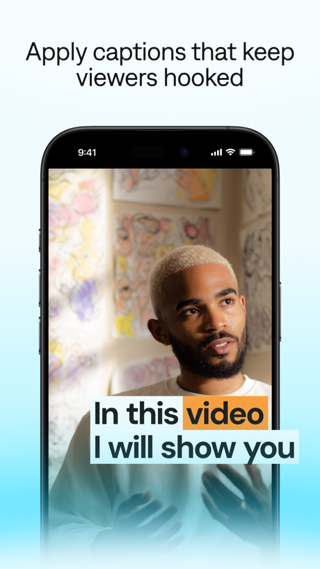 Captions: AI Edits Your Video App Store screenshot 5, headline “Apply captions that keep viewers hooked”. Names the app.