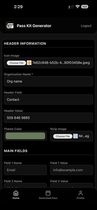 Digital Pass Generator Screenshot 3 of 5