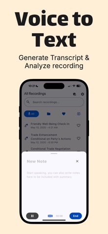 Orator AI Meeting Note Taker iPhone screenshot