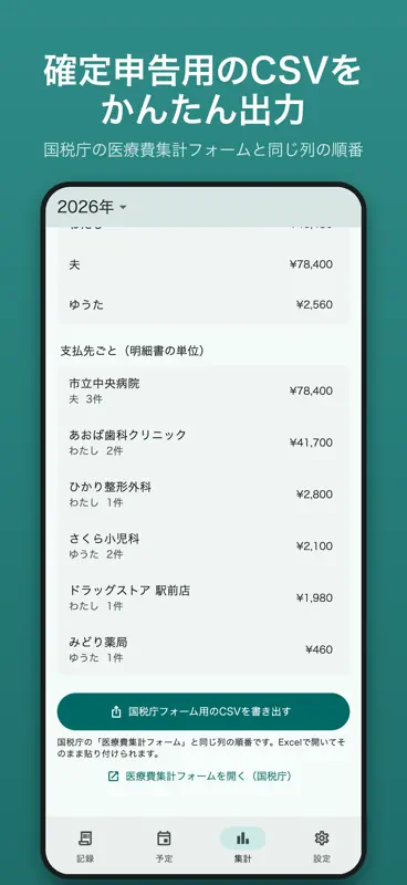 医療費控除ノート - 通院記録と医療費管理 screenshot 2 of 6