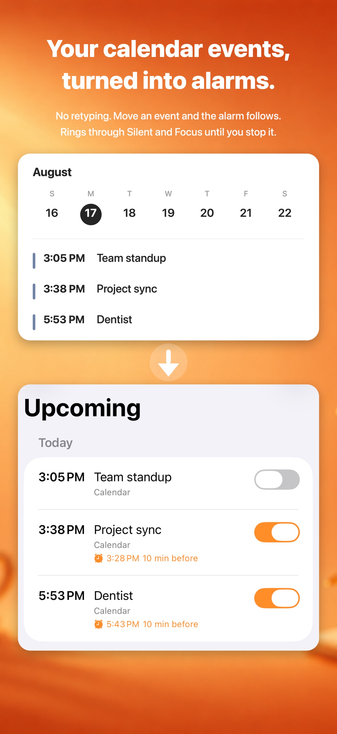 Screenshot 1 of CalAlarm — Calendar Alarms