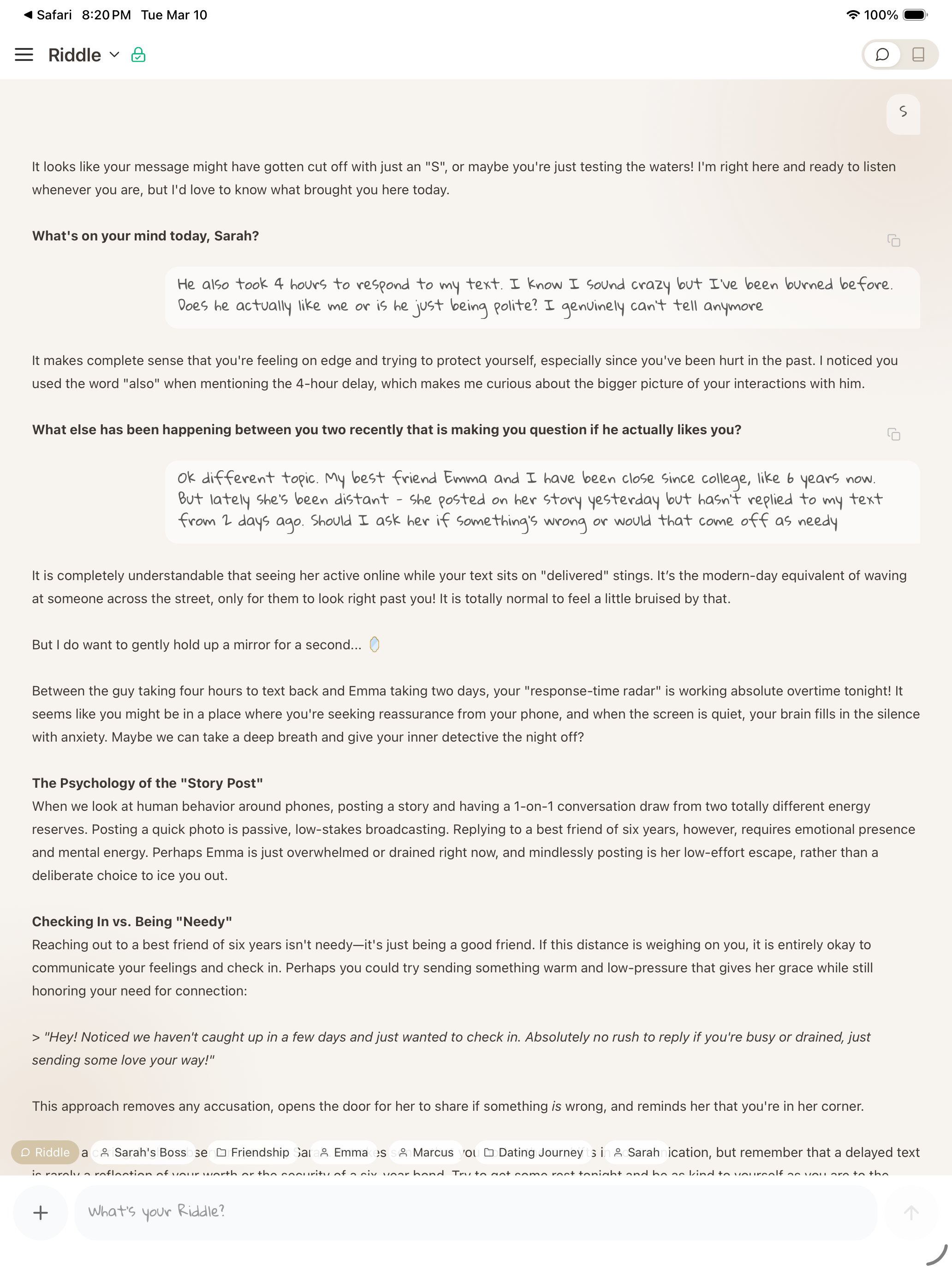 Riddle: AI Advice & Journal