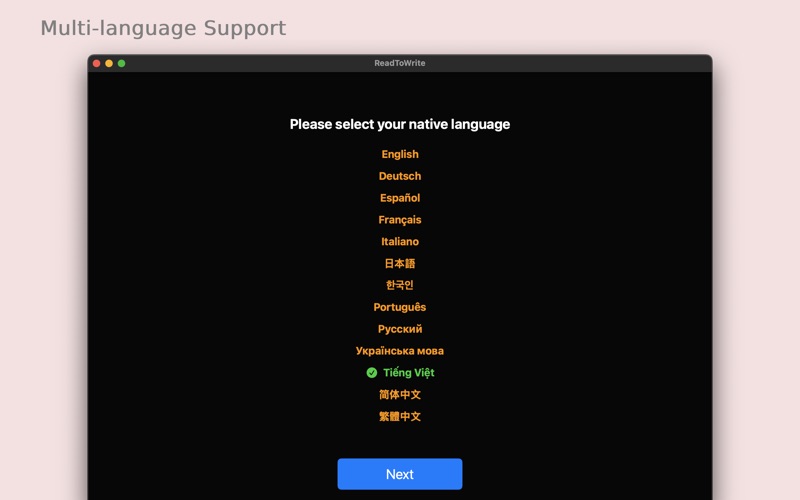 ReadToWrite app screenshot