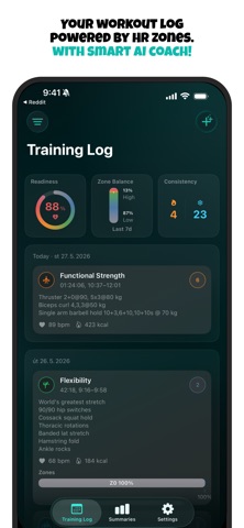 Zone Training Log Screenshot 1 of 8