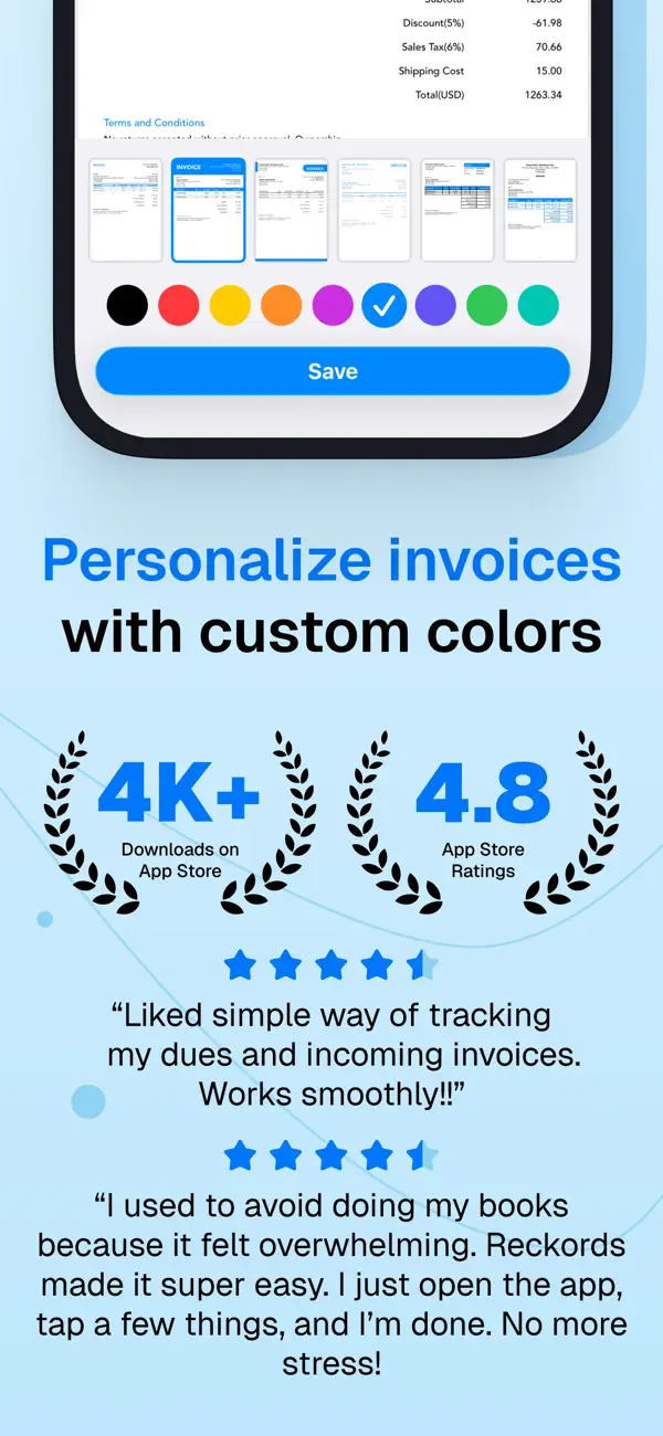 #2. Easy Invoice Maker - Reckord (iOS) Ved: Hathi Tech LLP