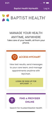 Baptist Health MyHealth iPhone screenshot