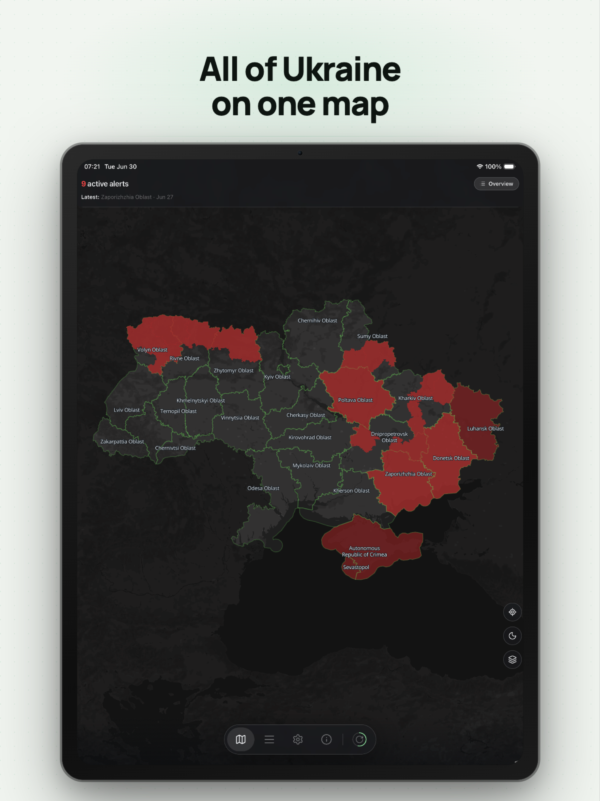 Air Raid Map: Ukraine
