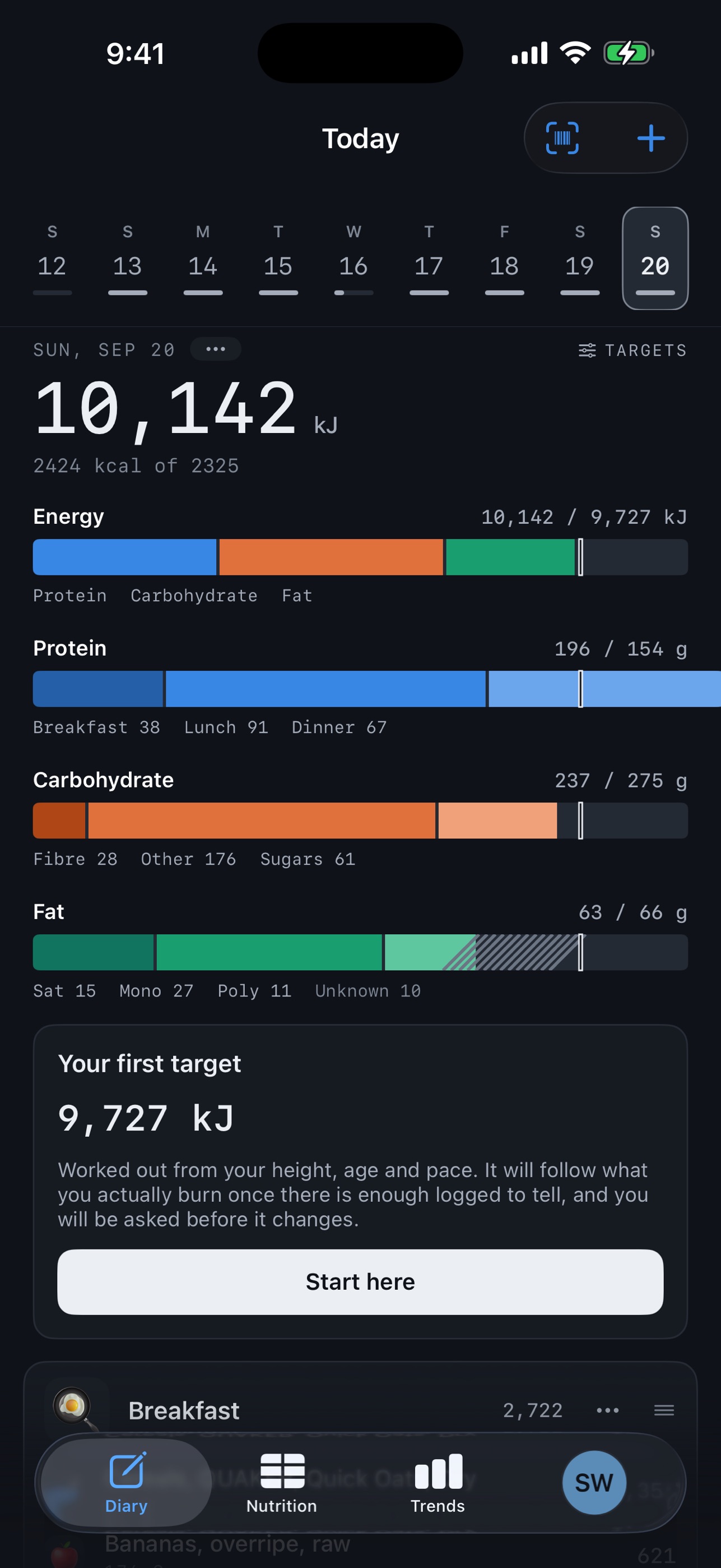 Screenshot 1 of Keeping Tabs: Food Diary