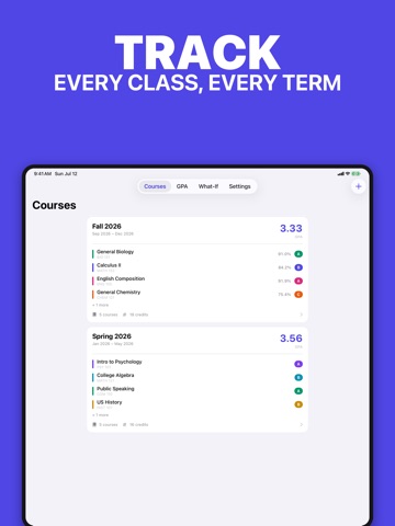 GPA & Grade Tracker iPad screenshot