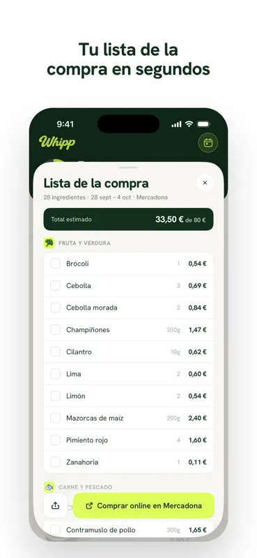 Whipp: Menú semanal y recetas screenshot 6 of 9