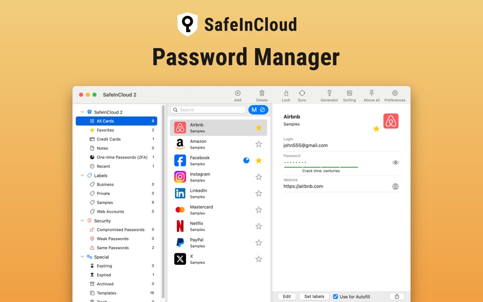 #1. Passwords & Codes-Safe (macOS) Podle: SAFEINCLOUD SAS