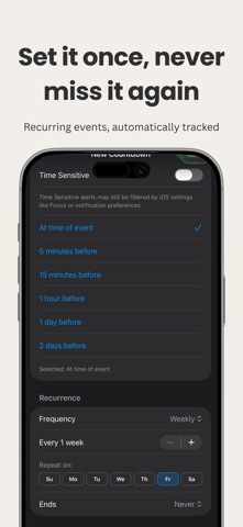 Customizable Countdowns iPhone screenshot