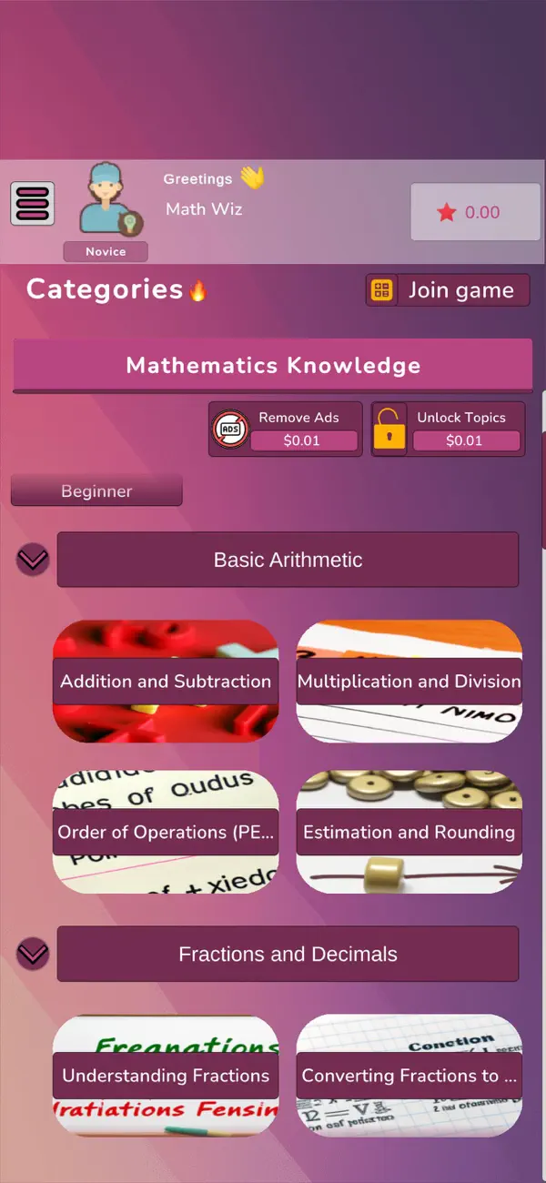Screenshot #1 pour Mathematics Knowledge Quiz