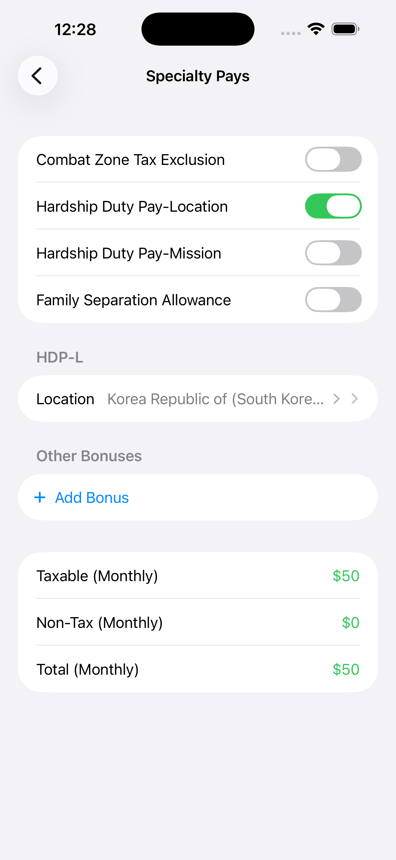 Military Net Pay