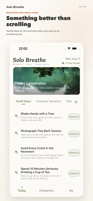 Solo Breathe: Daily Ideas screenshot 1